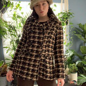 ✪Funky brown & tan short pea coat✪